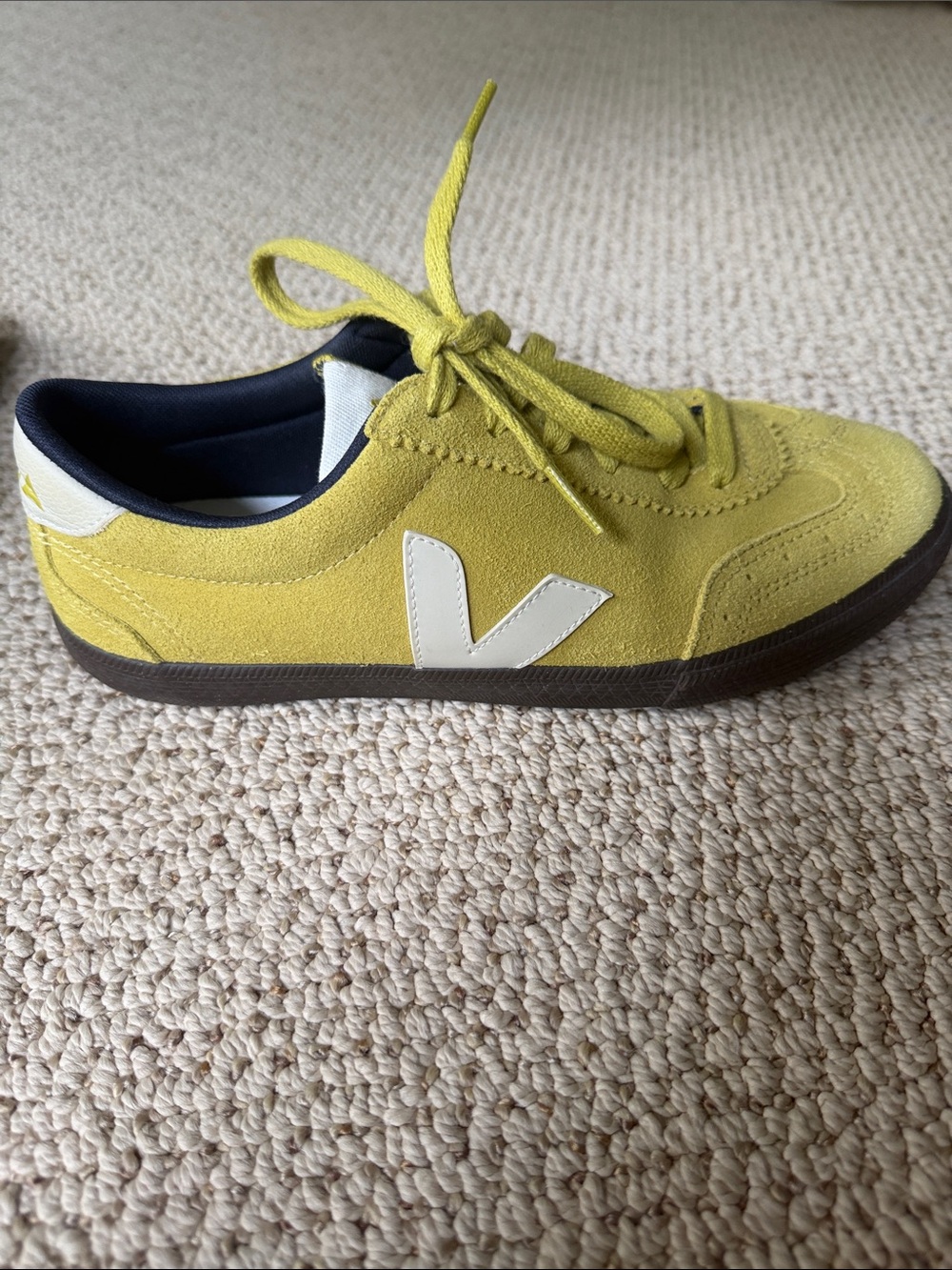 Veja Volley O.T. Women’s Suede Neon/Pea Green Casual Sneakers - Picture 4 of 9